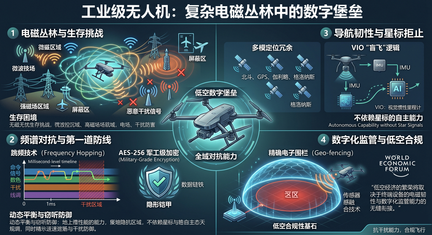 Electromagnetic resilience for drone operations