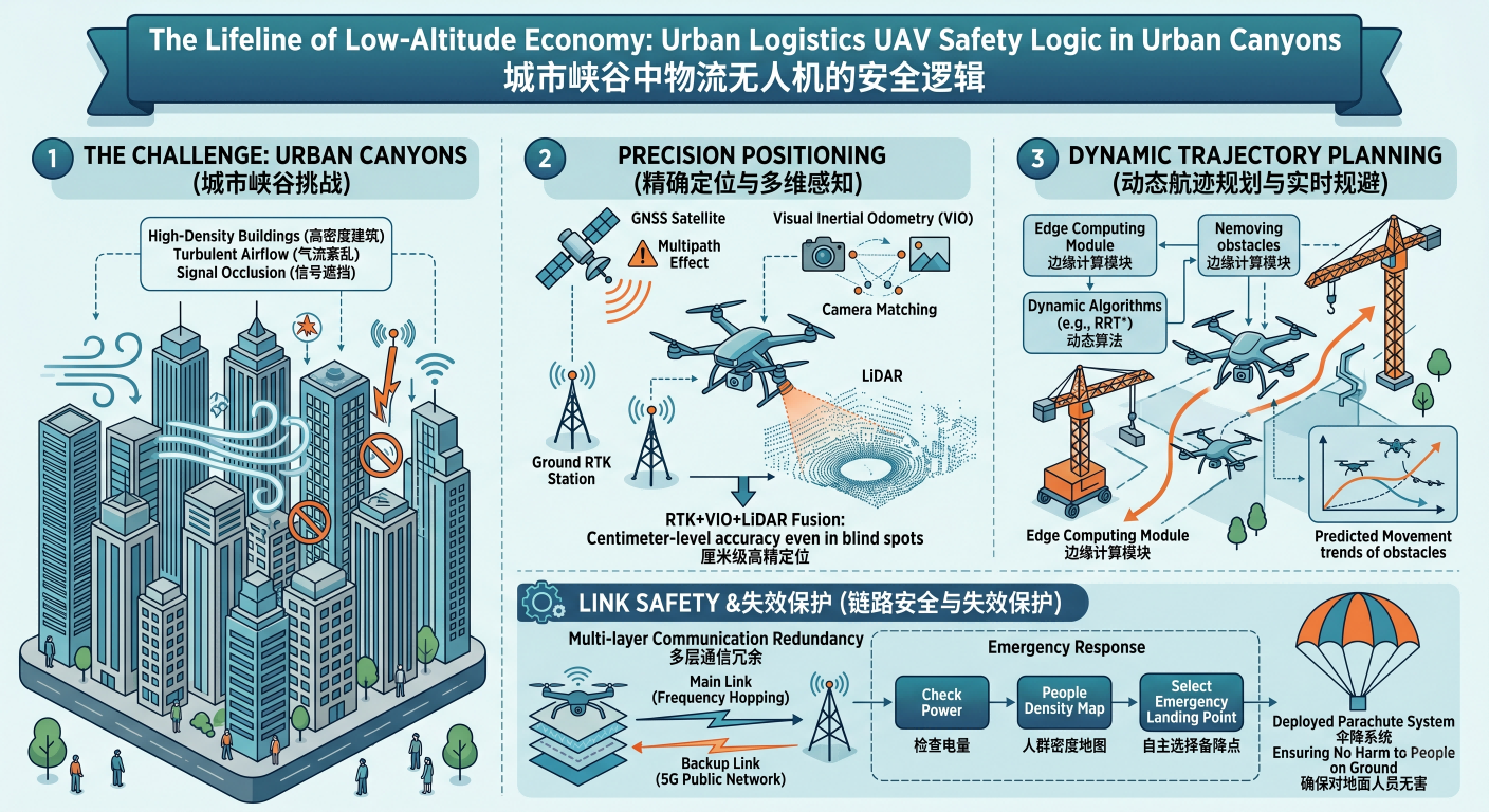 Trajectory planning for urban canyon logistics