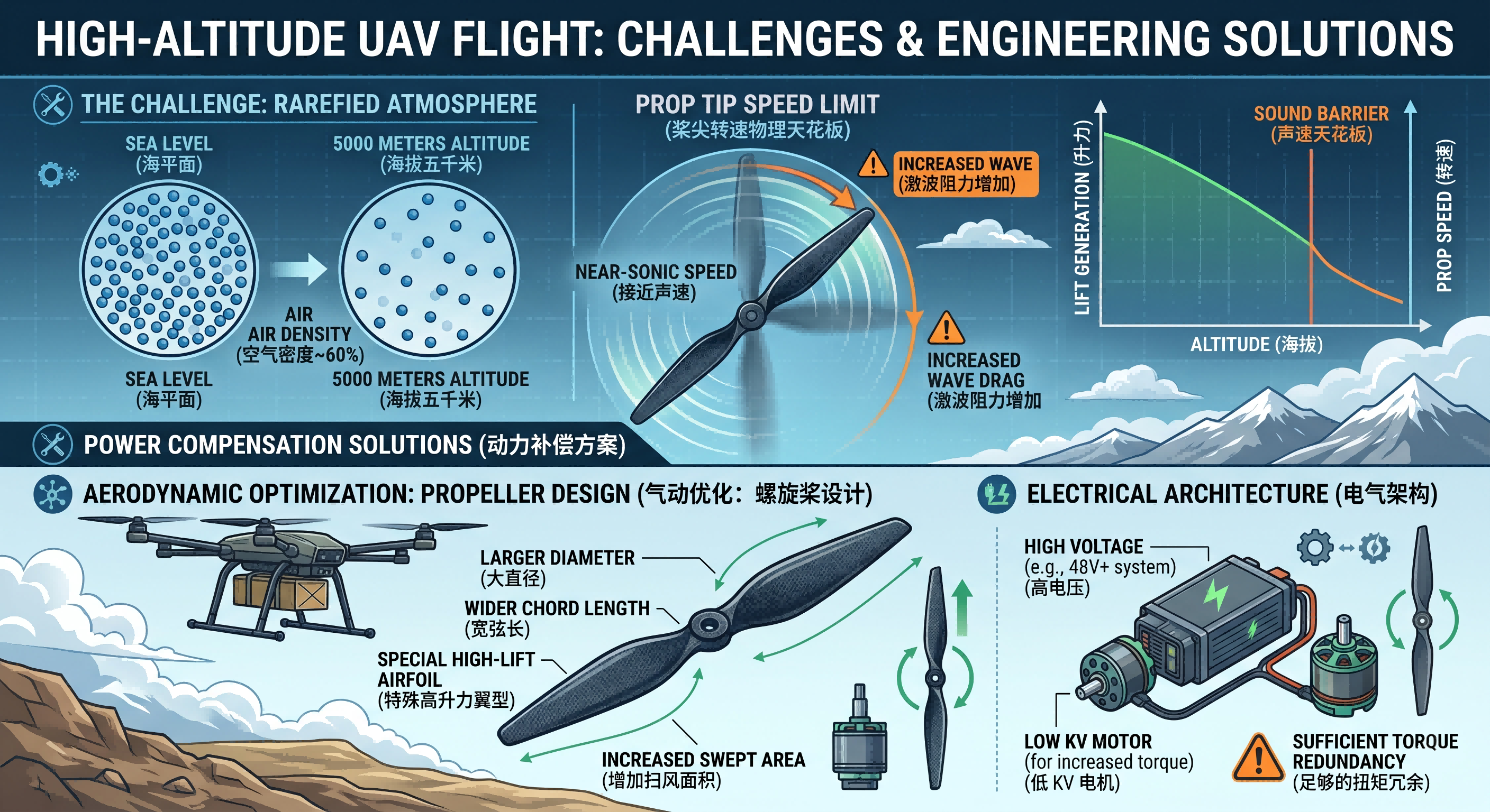 High-altitude UAV flight engineering in rarefied atmosphere